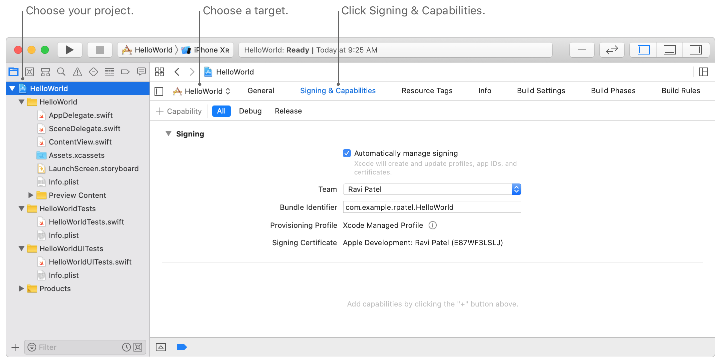 Apple Game Center capability enable